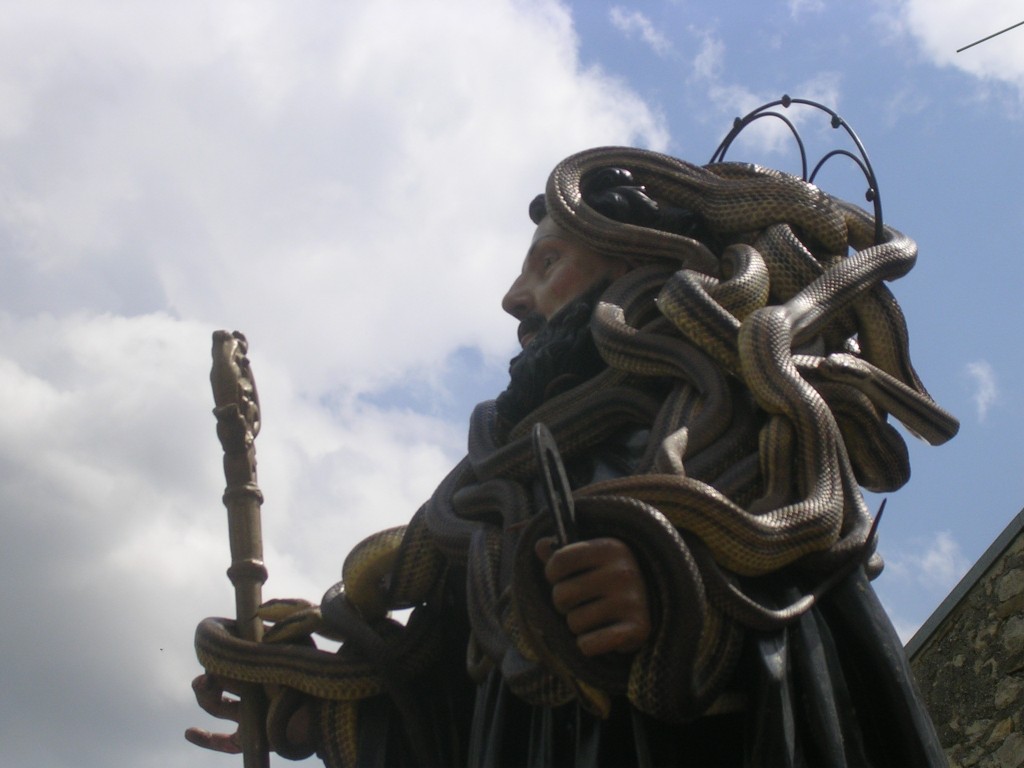 simulacro di san Domenico abate ricoperto dai serpenti