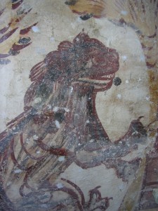 dettaglio del leone affrescaqto sulla parete di controfacciata. Foto di A.Bazzoli